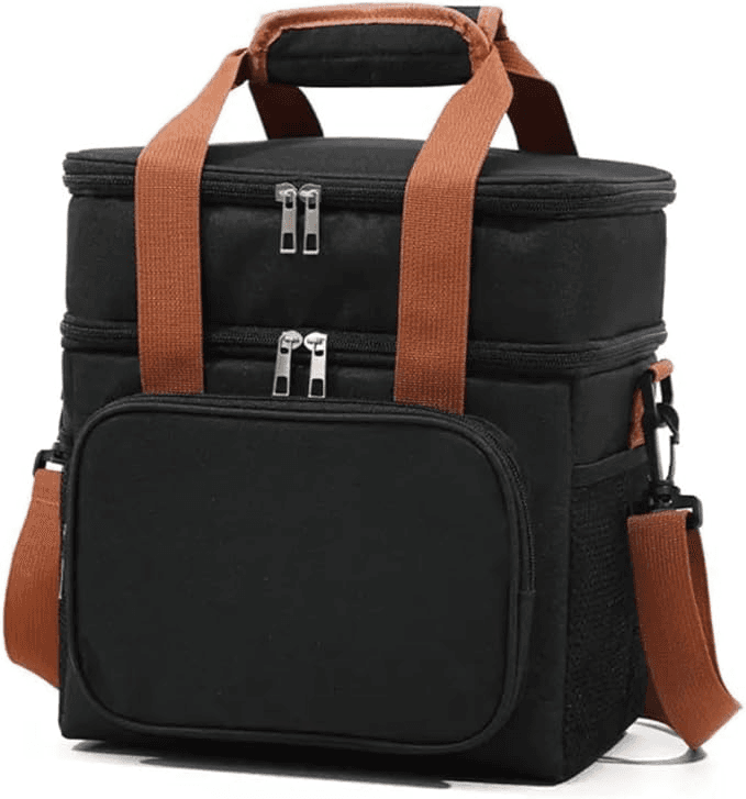 Bolsa Termica Marmita Lancheira Grande Alça Ombro Trabalho Passeio Academia Dois Andares (Bolsa Preta) | Amazon.com.br